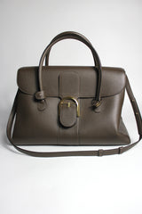DELVAUX Double Poignée Sellier Calfskin leather Gold Hardware GM handbag with box