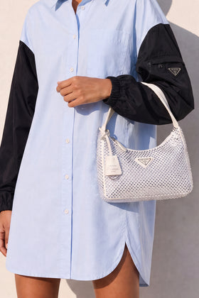 PRADA Re-Edition 2000 Crystal-Embellished Satin Mini Handbag