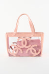 CHANEL Vintage 2000's Triple CC Pink Vinyl Beach Tote Handbag With Pouch