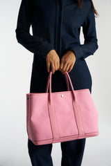 HERMES Garden Party PM Pink Canvas and Negonda Leather Palladium Clou de Selle