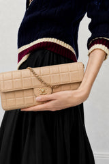 CHANEL Vintage 2000's East West Chocolate Bar Beige Handbag with Gold Hardware