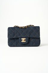 CHANEL Collector Rare Mini Rectangular Denim Handbag with Gold Hardware Never Used - Full set
