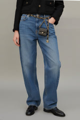 CHANEL Rare vintage 1990's black leather micro purse belt bag with 24 carat gold plated