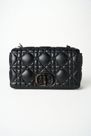 CHRISTIAN DIOR Caro Black Macro Cannage Quilted Leather with Silver hardware Handbag RRP: £3750