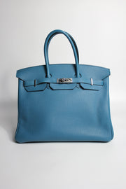 HERMES Birkin 35cm Bleu de Galice Togo Leather Palladium Hardware