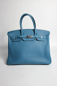 HERMES Birkin 35cm Bleu de Galice Togo Leather Palladium Hardware