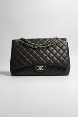 CHANEL Maxi Espresso Brown Caviar Leather with Silver Hardware current RRP €11700