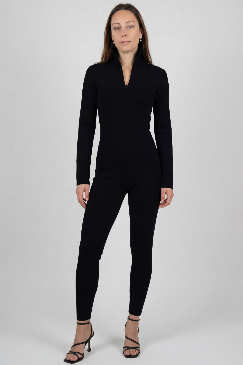 AZZEDINE ALAIA Black Catsuit Onepiece Zipper concealed High collar