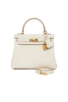 HERMES Kelly 28 Retourne Craie Clemence Leather Gold Hardware Never Worn - FULL SET