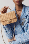 CHANEL Highly Collectible Cruise 25/26 Mini Flap Top Handle Wicker Rattan Handbag - Never worn and full set
