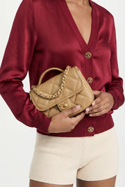 CHANEL Camel Grain Caviar Leather Gold Hardware Top Handle Mini Square Handbag - Full set with receipt