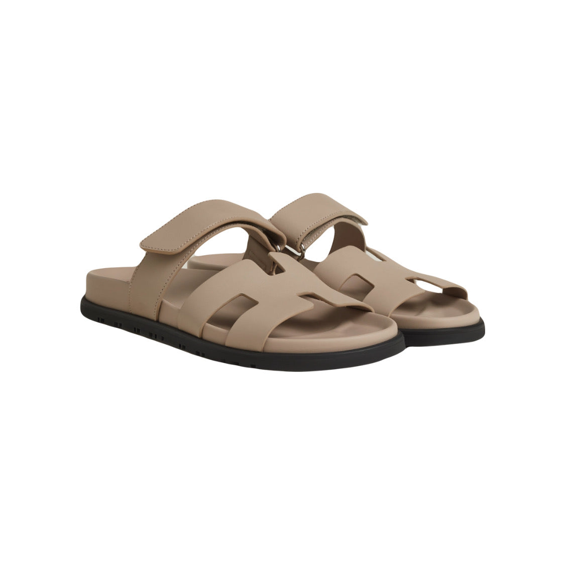 HERMES Chypre beige Mastic calf leather sandals size 39 brand