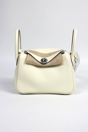HERMES Mini Lindy So Cream Taurillon Clemence PHW - 2026 Brand New FULL SET