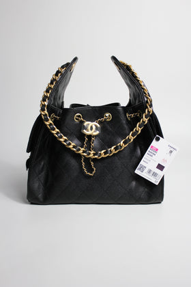 CHANEL Small 25 Hobo Black Caviar Leather with Gold Hardware - NEVER WORN seals on with tag attached 26C
