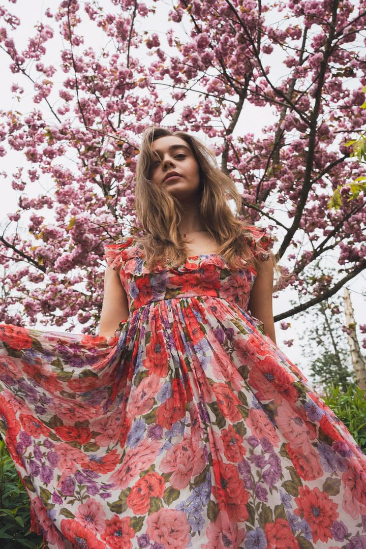 ZIMMERMANN Poppy frilled edge cut out floral midi dress size – U