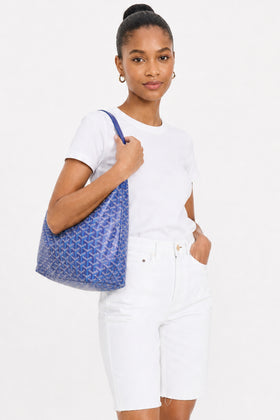 GOYARD Hobo Boheme Goyardine Blueberry Purple Handbag with Mini Pouch- Limited edition