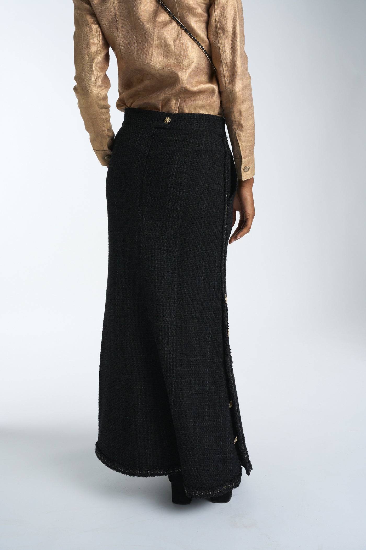 CHANEL Metiers d'Art collection runway long tweed skirt size 42