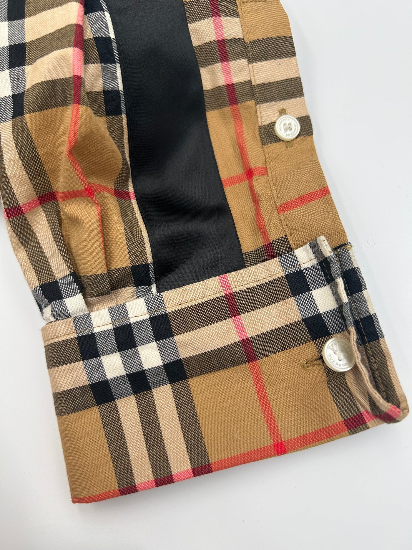 BURBERRY checked shirt with black detail on sleeves