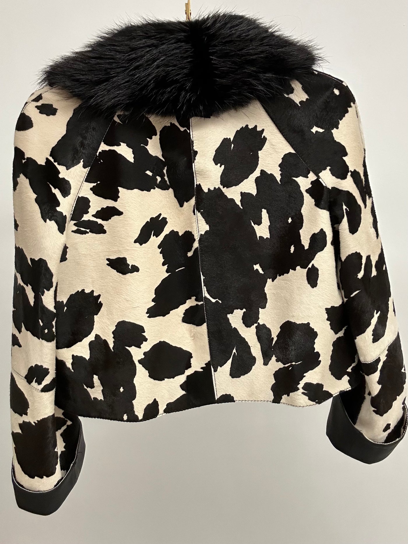 DOLCE GABBANA cow calfskin & lambskin leather jacket size 40