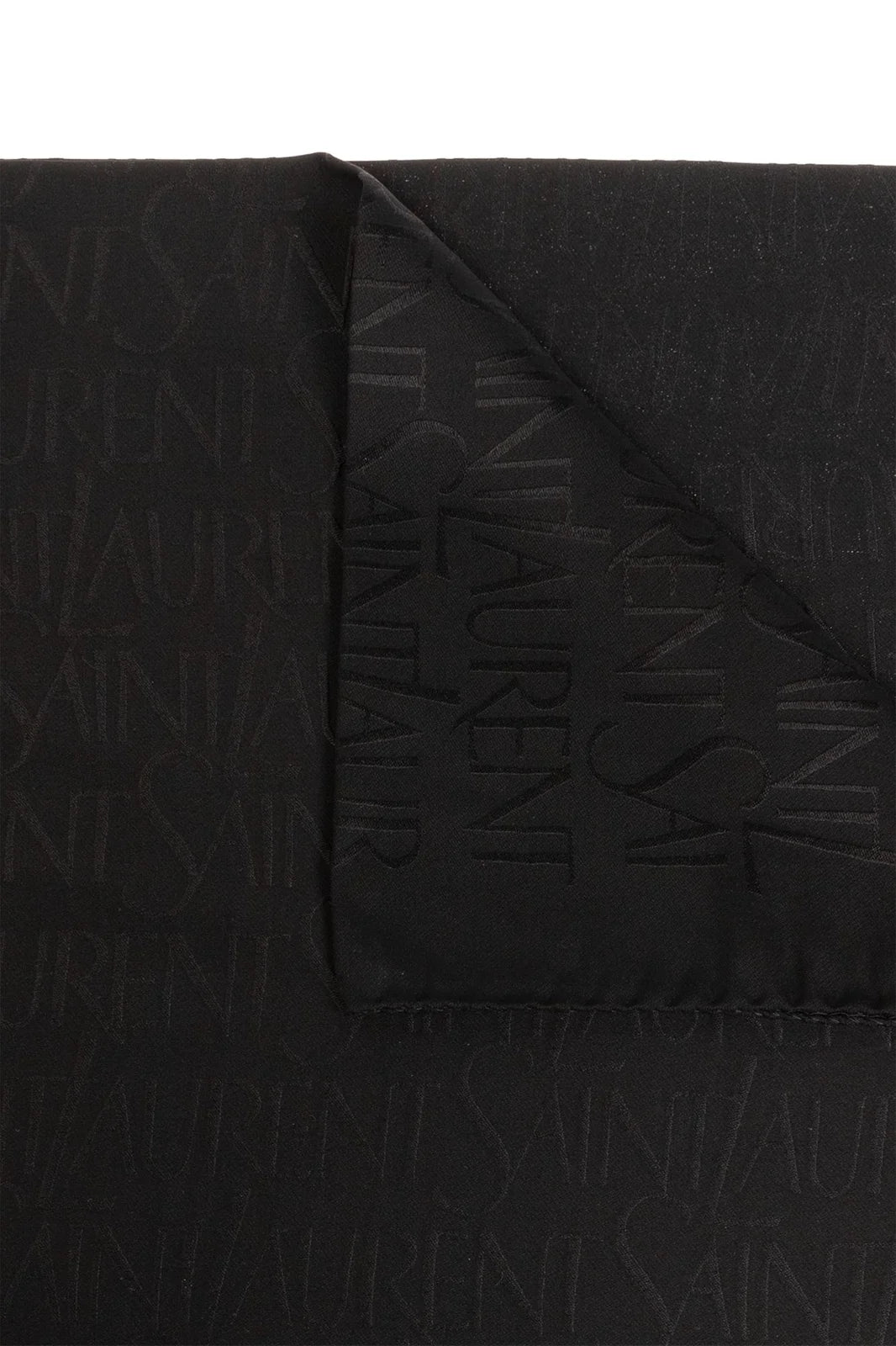 SAINT LAURENT jacquard logo large black shawl