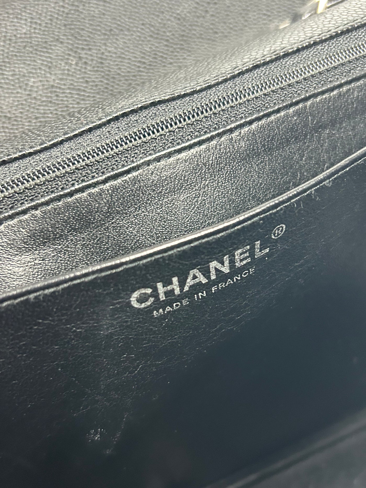 CHANEL Jumbo Single Flap Black Caviar With Silver Hardware Handbag