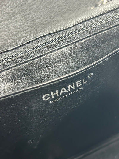 CHANEL Jumbo Single Flap Black Caviar With Silver Hardware Handbag