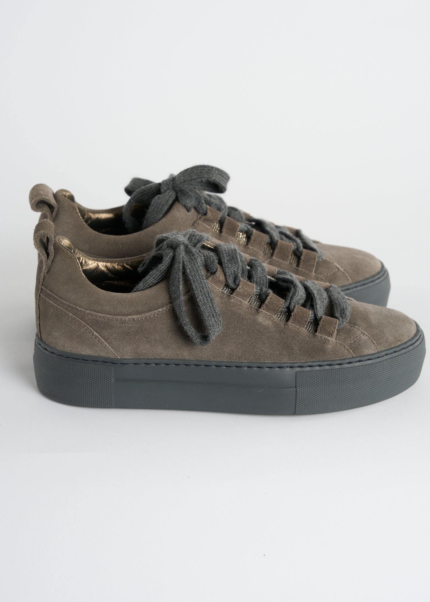 BRUNELLO CUCCINELLI grey suede trainers