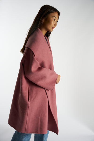 BOTTEGA VENETA pink cashmere wrap coat