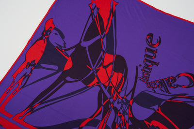 HERMES " Caleche elastique" purple silk scarf 90x90cm