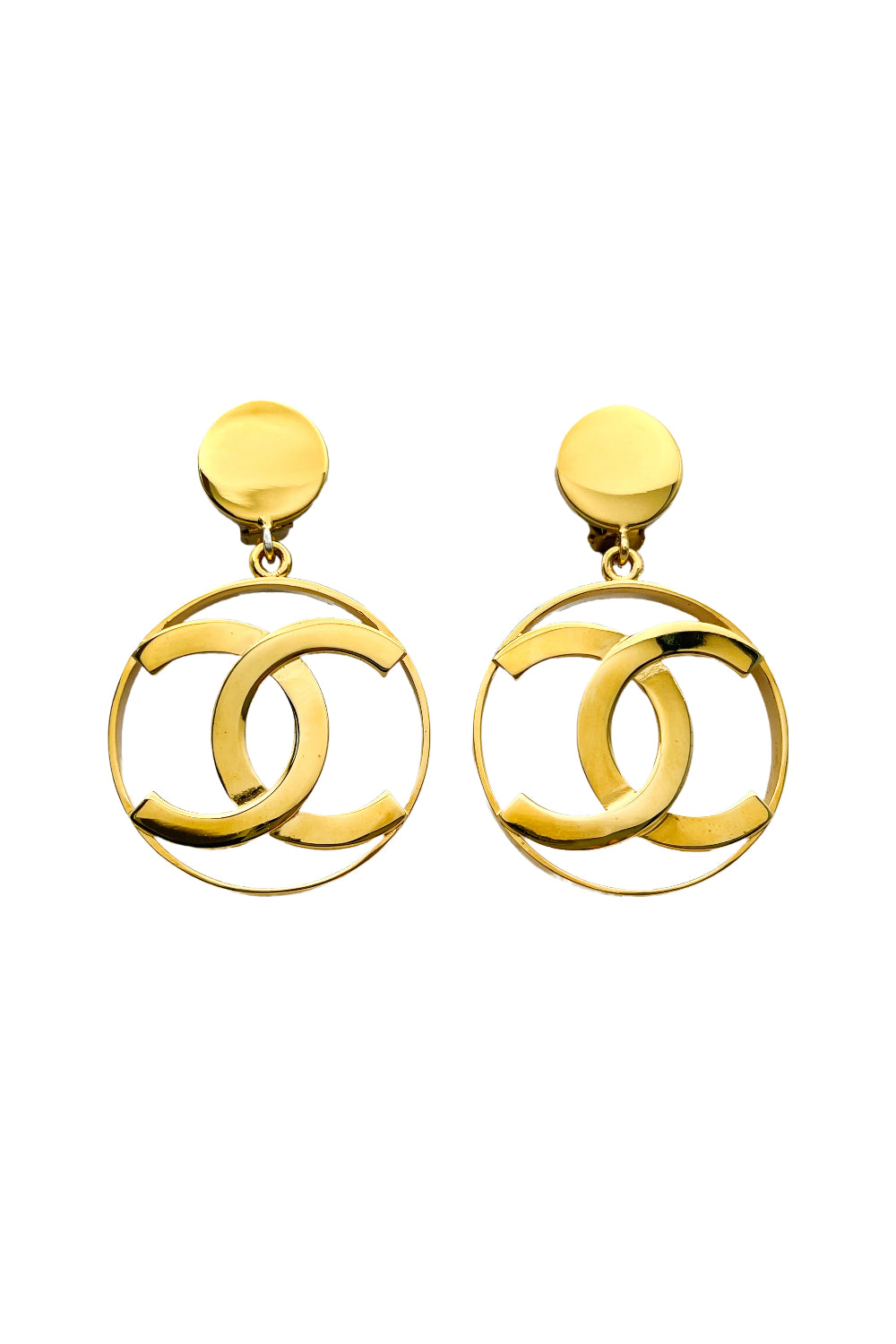 CHANEL rare 1980's gold "CC" loop earrings