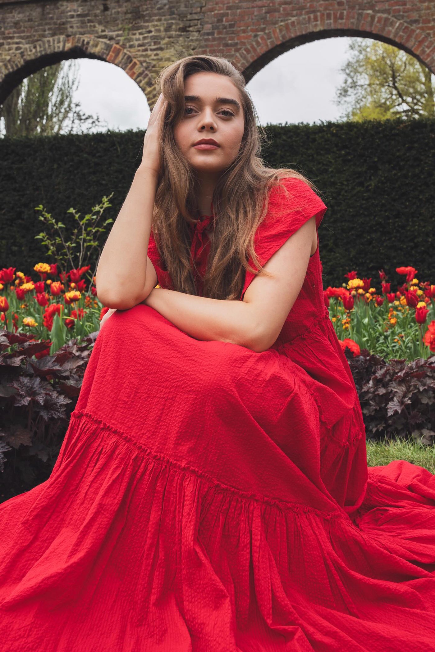 WIGGY KIT red ruffled maxi dress size M RRP approx. : £385