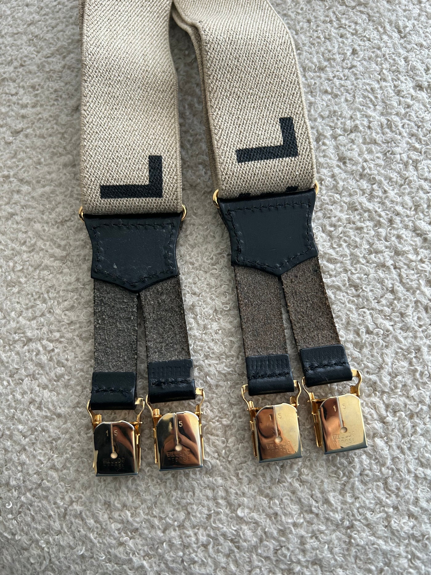 CHANEL VINTAGE SS 1994 Runway beige leather and fabric suspender