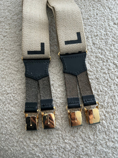 CHANEL VINTAGE SS 1994 Runway beige leather and fabric suspender