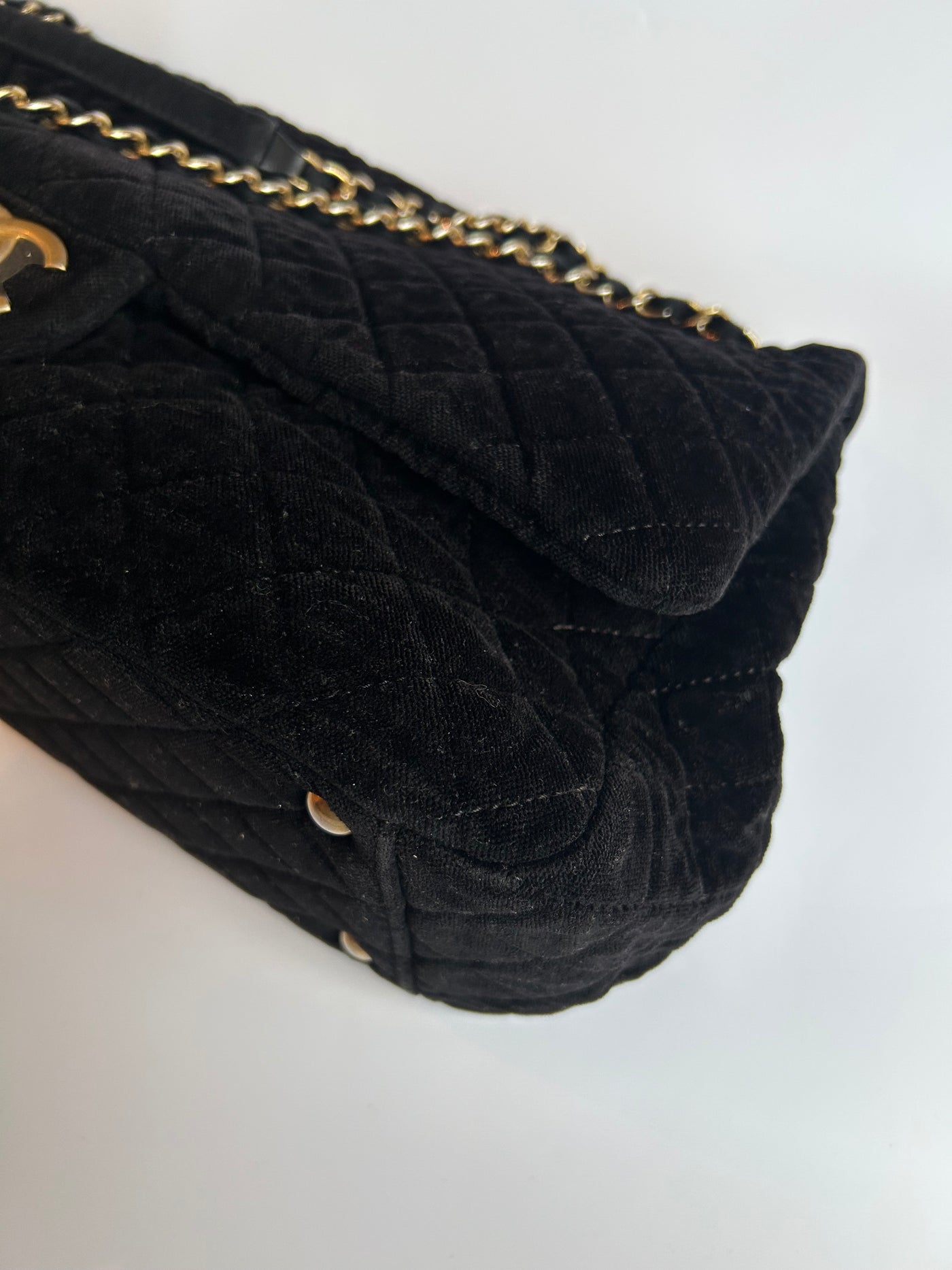 CHANEL XXL Airline runway terry velour single flap handbag