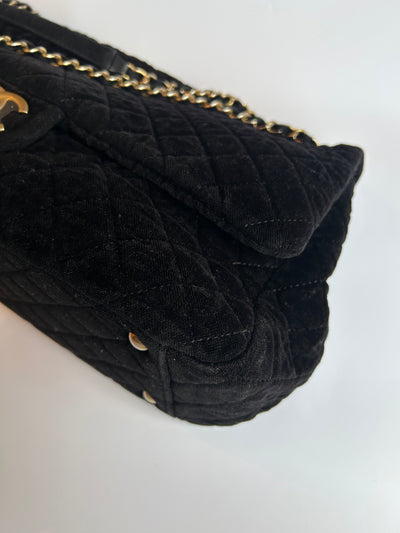CHANEL XXL Airline runway terry velour single flap handbag