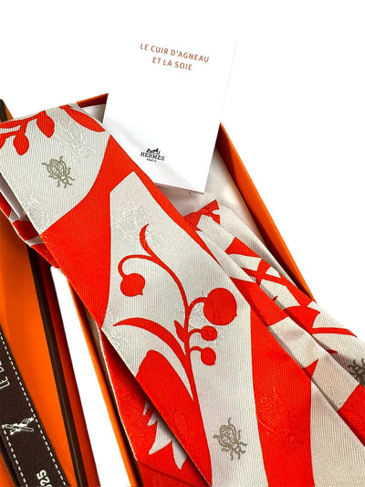 HERMES Bouquet Final Katie's Scott Leather Fringe Twilly new with box