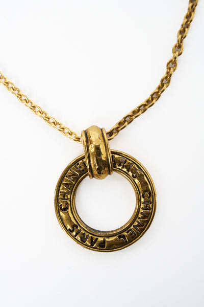 CHANEL 1980's vintage gold door knocker necklace