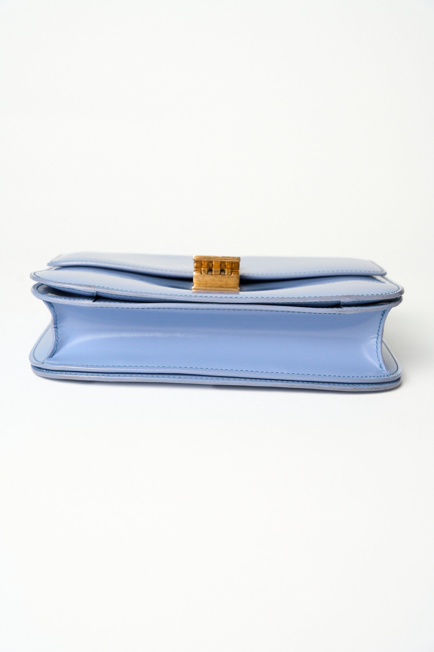 CELINE medium blue shiny calfskin classic handbag