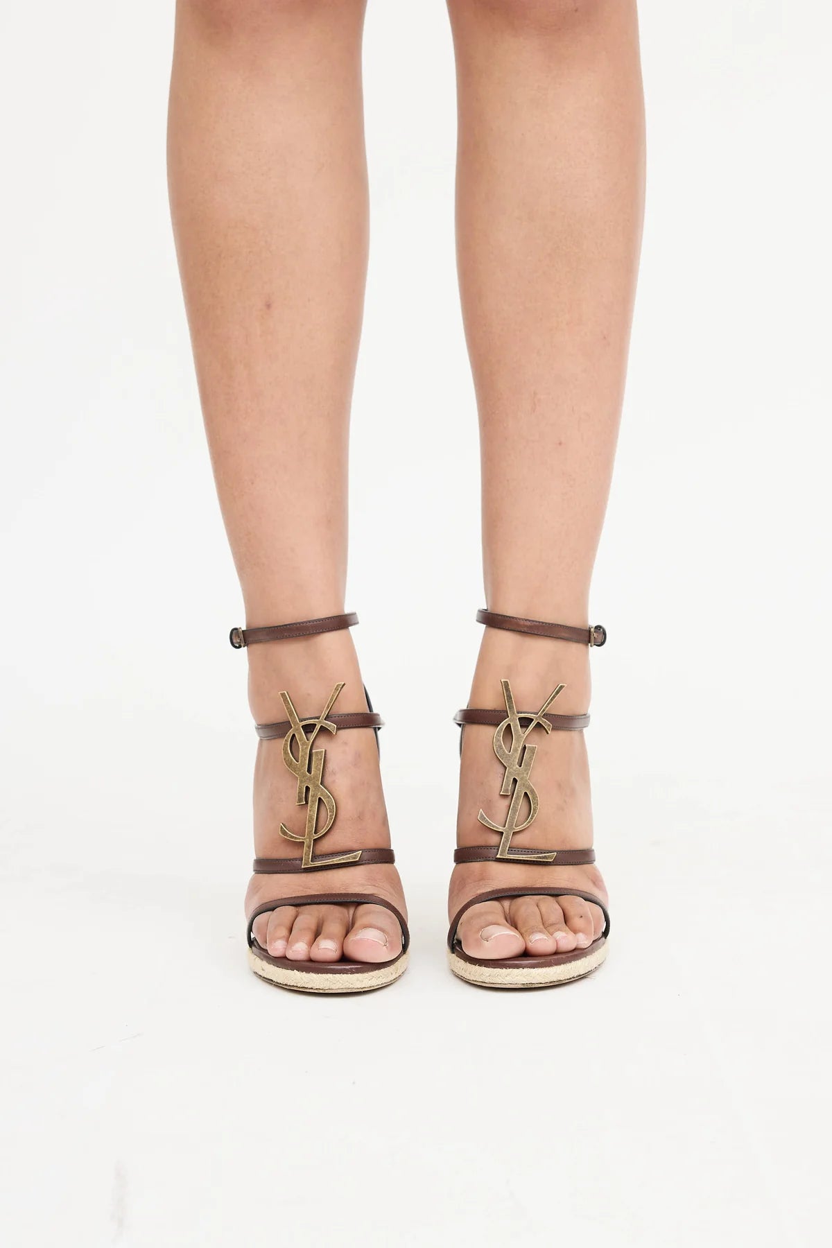 SAINT LAURENT Cassandra YSL Logo Wedges size 40