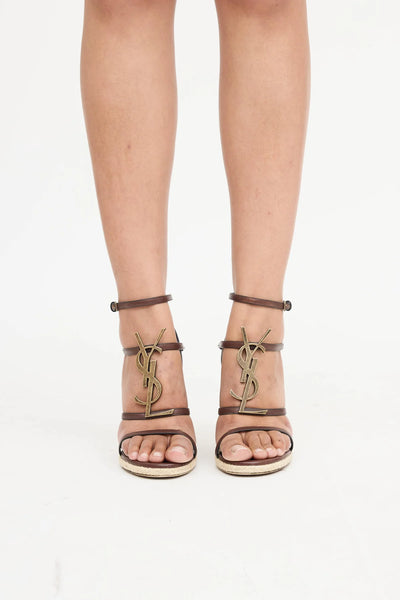 SAINT LAURENT Cassandra YSL Logo Wedges size 40