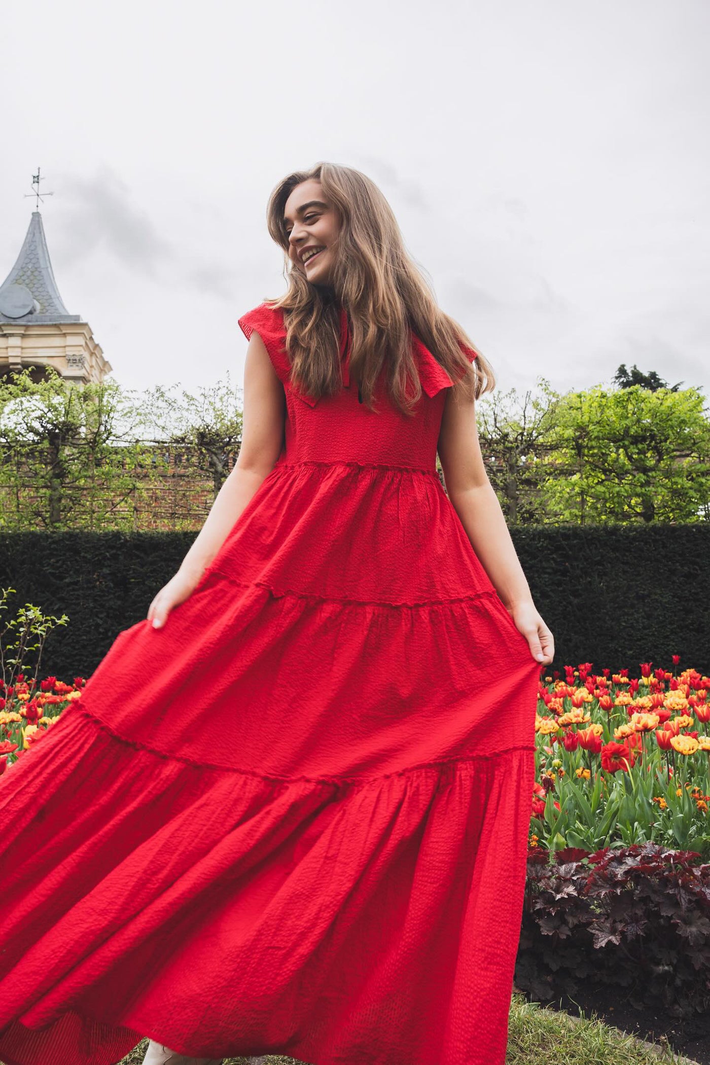 WIGGY KIT red ruffled maxi dress size M RRP approx. : £385