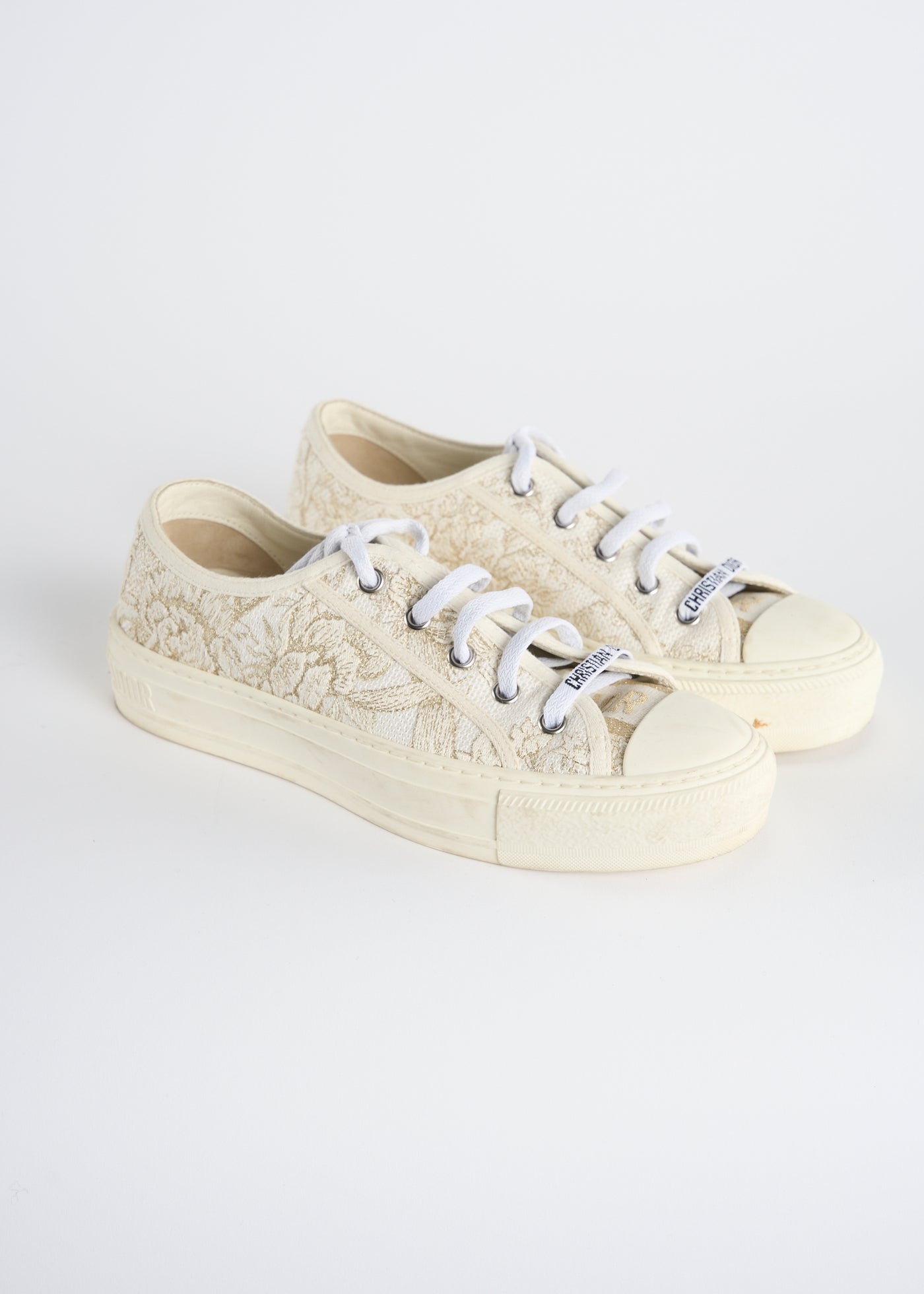 CHRISTIAN DIOR cream toile de jouy trainers size 36