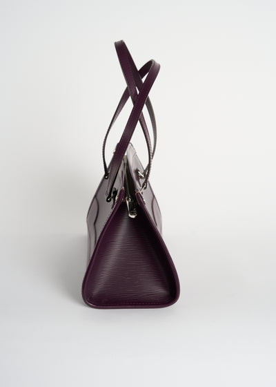 LOUIS VUITTON "Madeleine" purple epi leather handbag