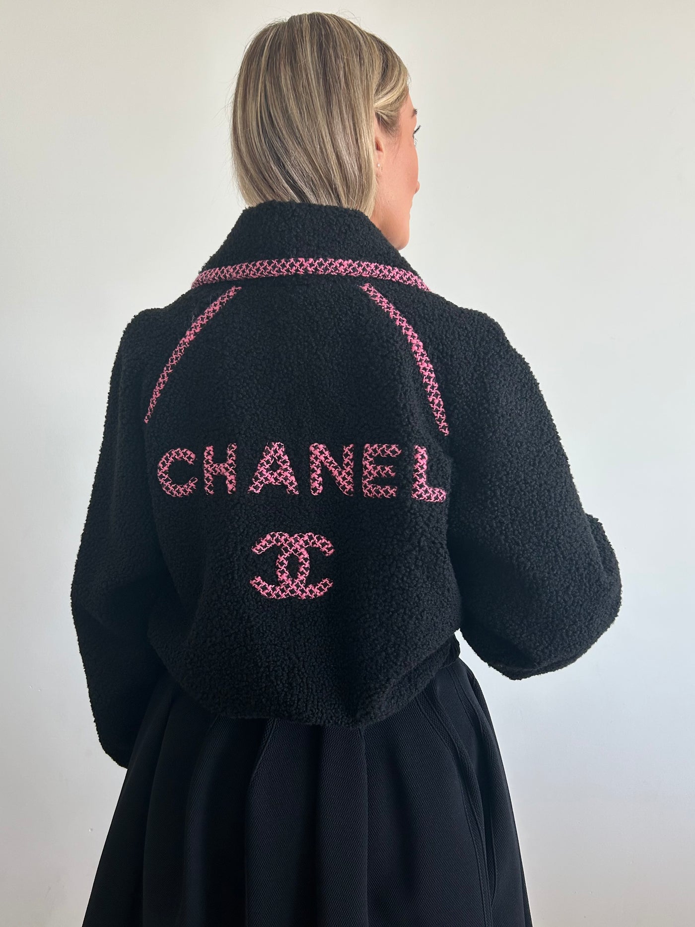CHANEL COCO NEIGE Shearling Bomber Jacket size 42