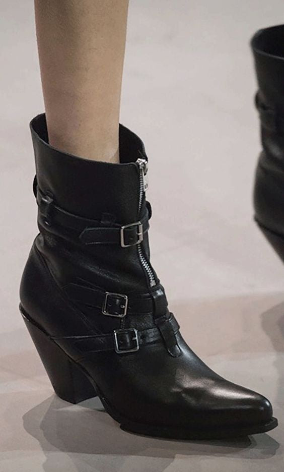 CELINE by Hedi Slimane "Berlin" western leather silver buckle boots size 39