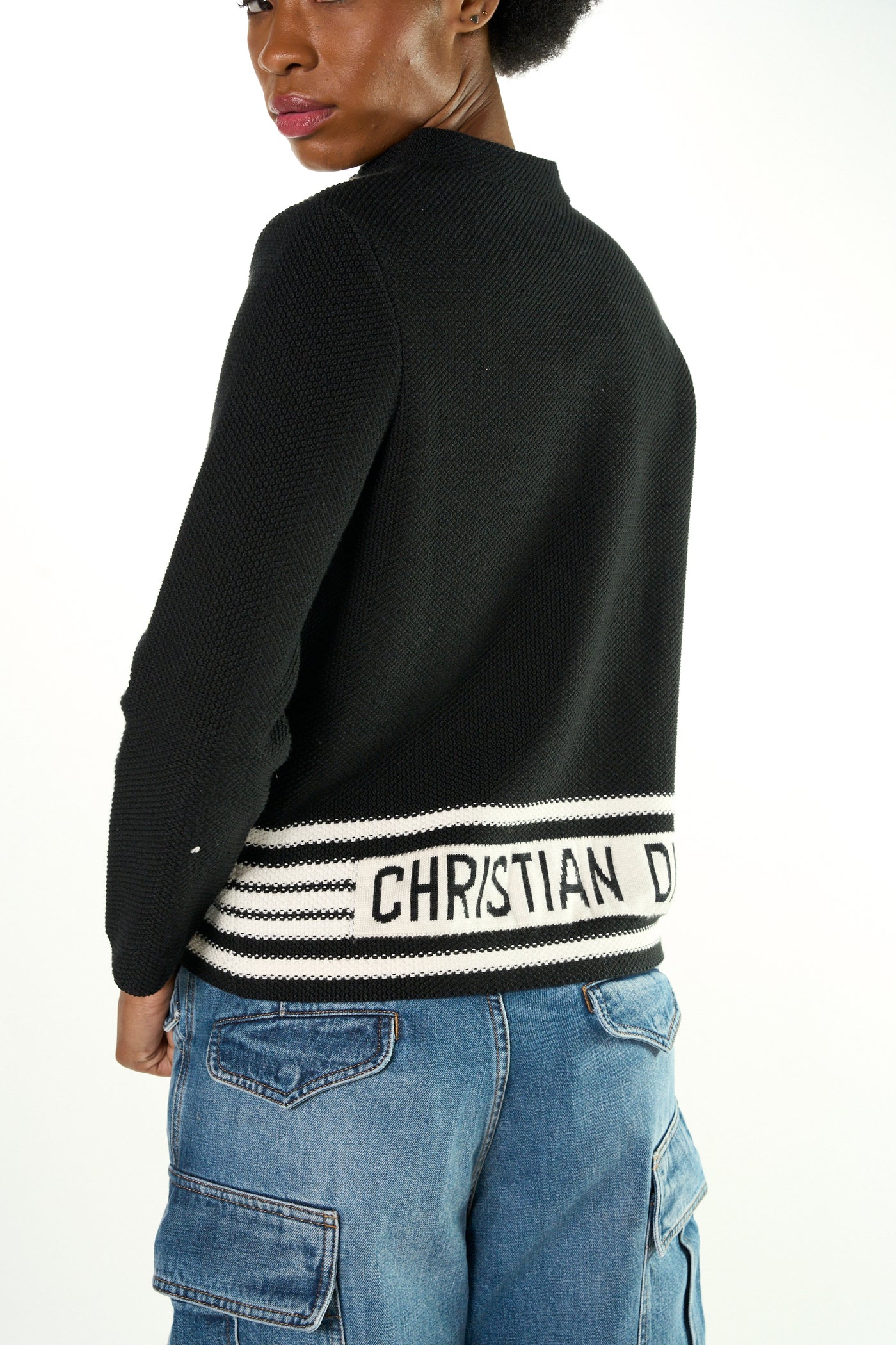 CHRISTIAN DIOR black and white signature cardi jacket