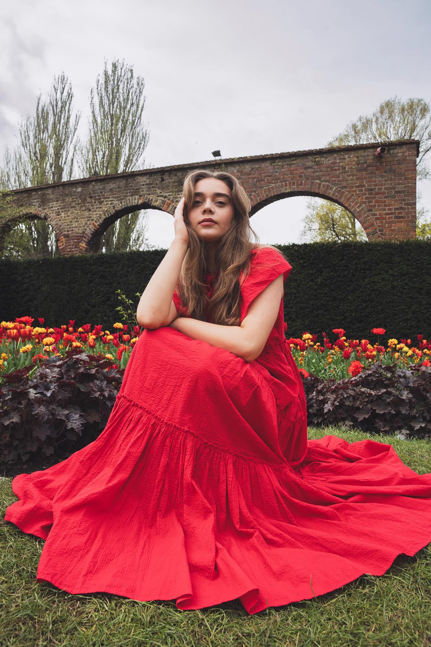 WIGGY KIT red ruffled maxi dress size M RRP approx. : £385