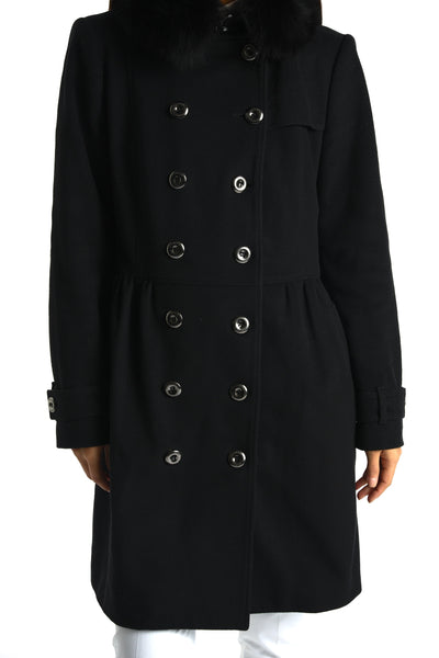 BURBERRY wool cashmere coat with fox fur collar