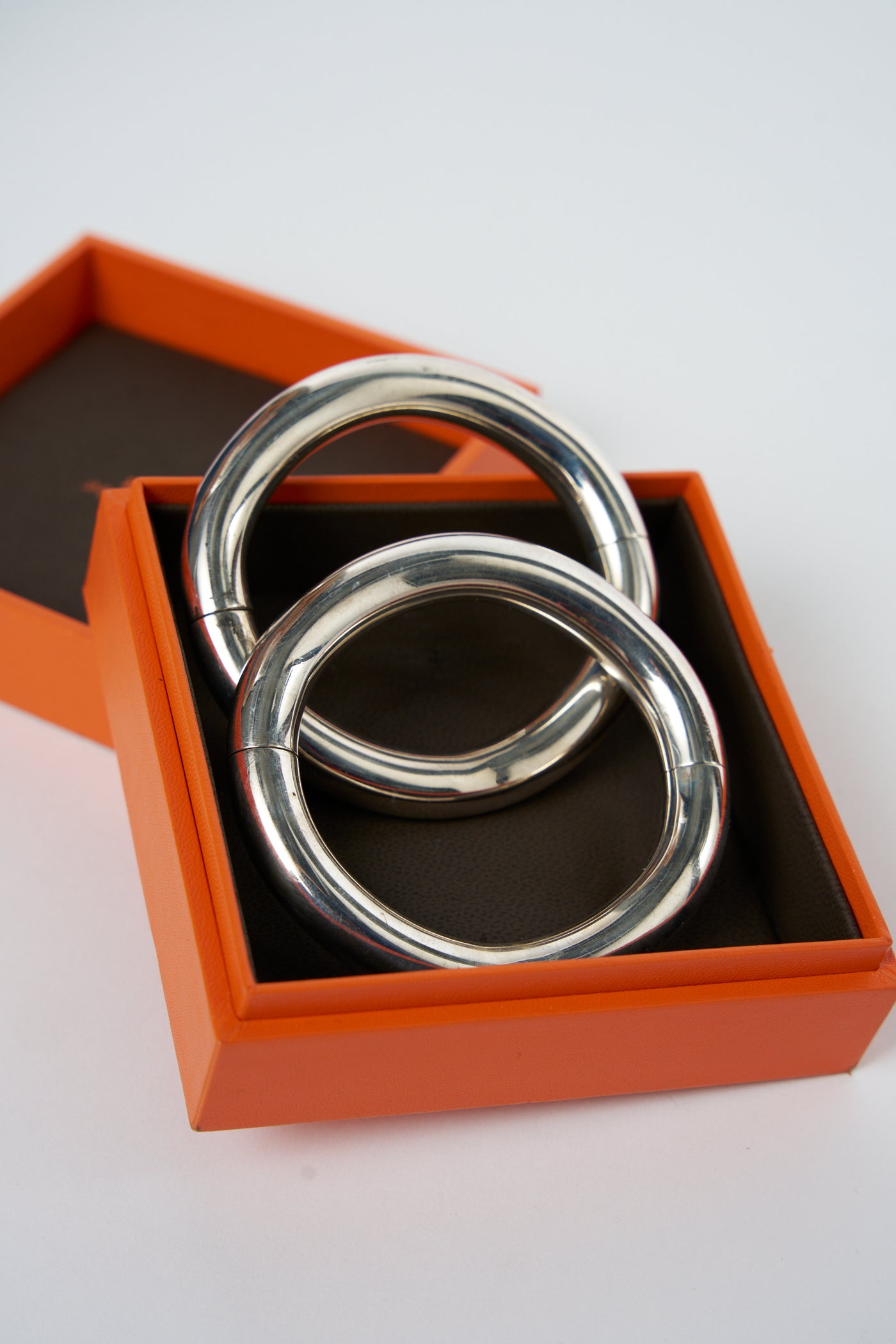 HERMES Silver bangle set of two with box