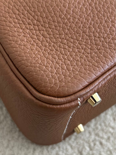 HERMES Lindy Mini || Gold Clemence Leather with Gold Hardware